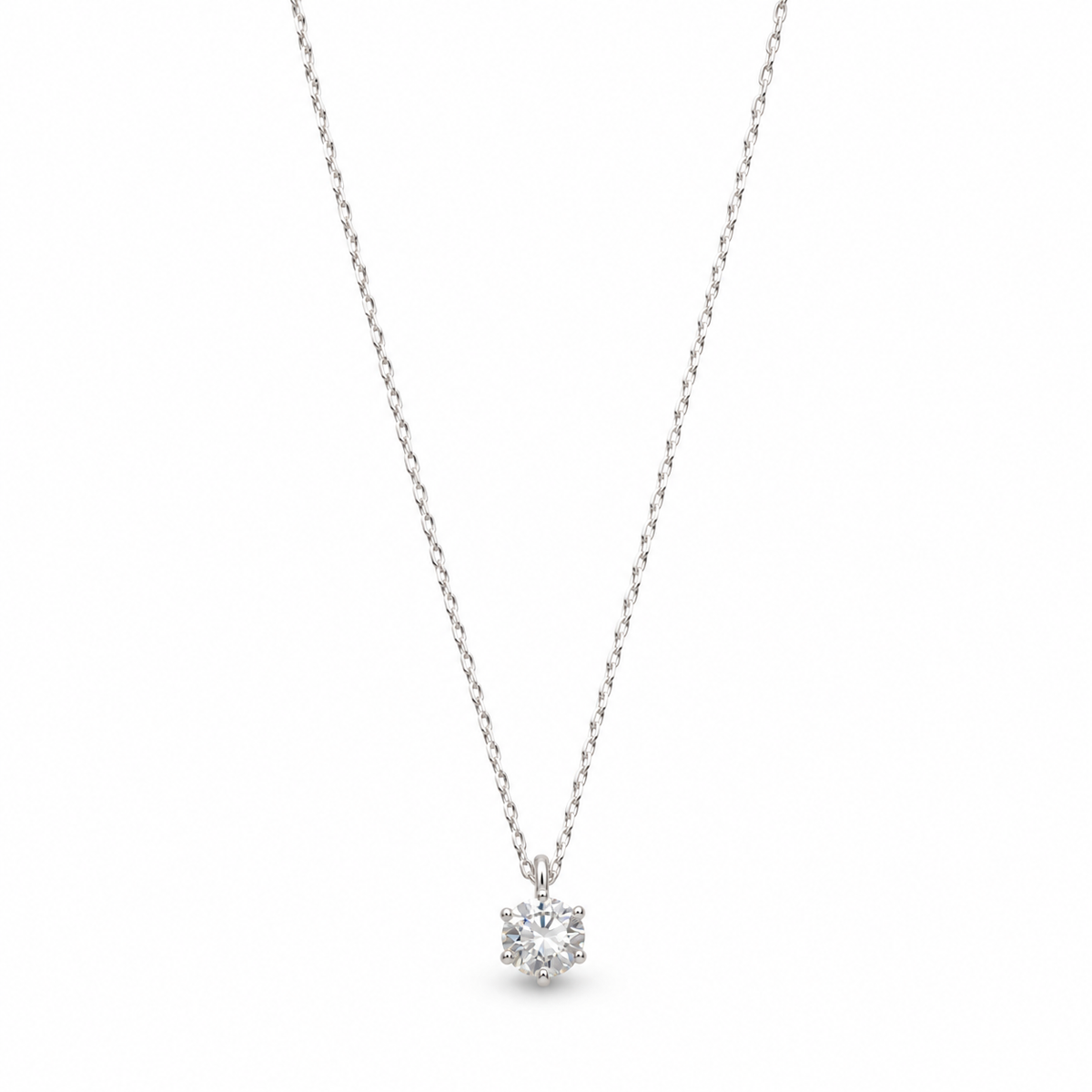 Lucille Grand Solitaire Necklace in 925 Sterling Silver - front view