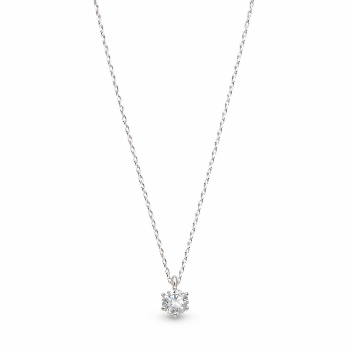 Lucille Grand Solitaire Necklace in 925 Sterling Silver - front view