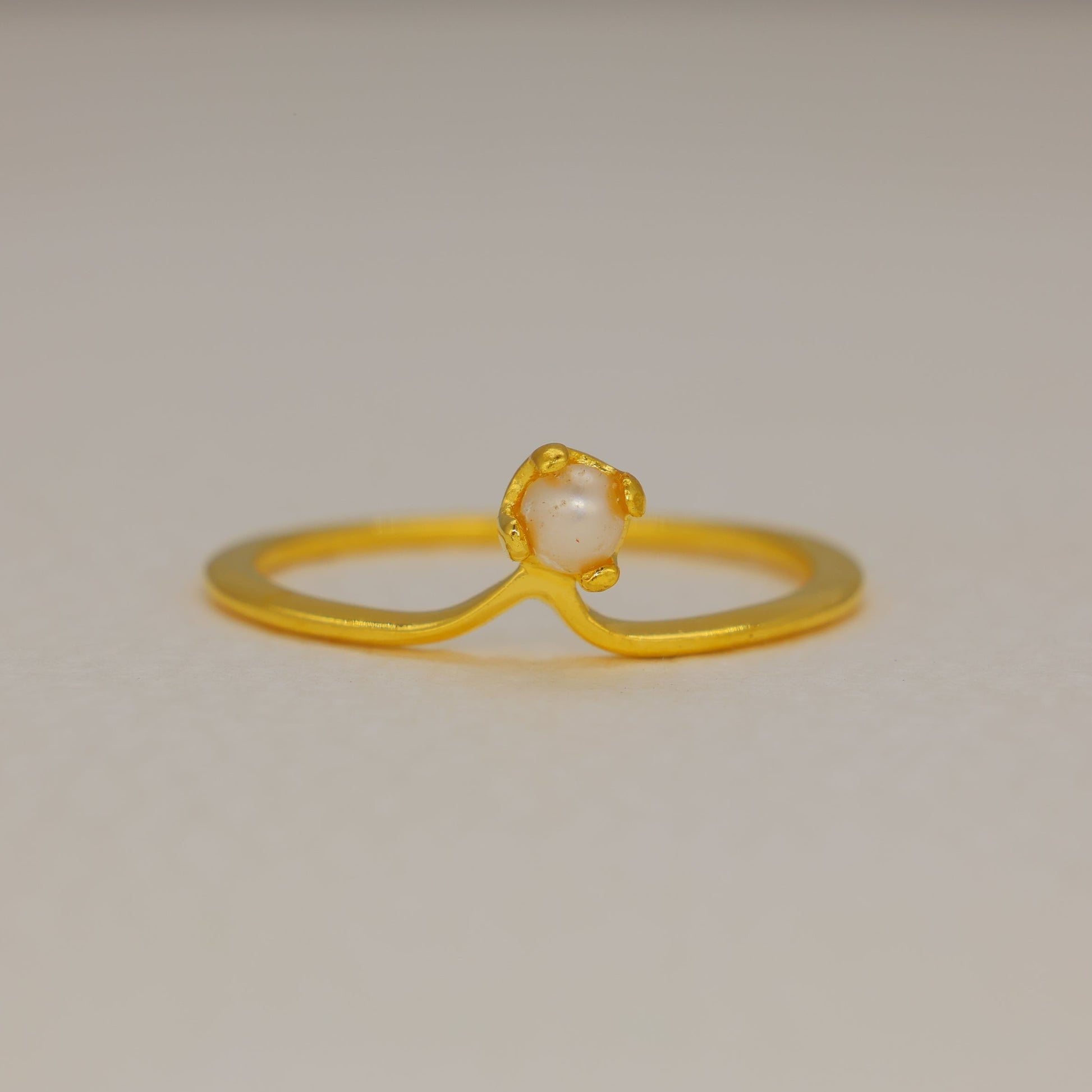 Lunara Freshwater Pearl Petite Ring in Gold Vermeil by MOA - view 1