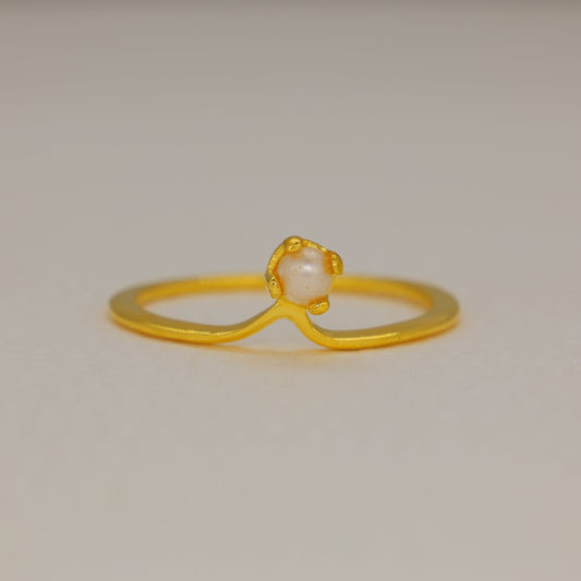 Lunara Freshwater Pearl Petite Ring in Gold Vermeil by MOA - view 1