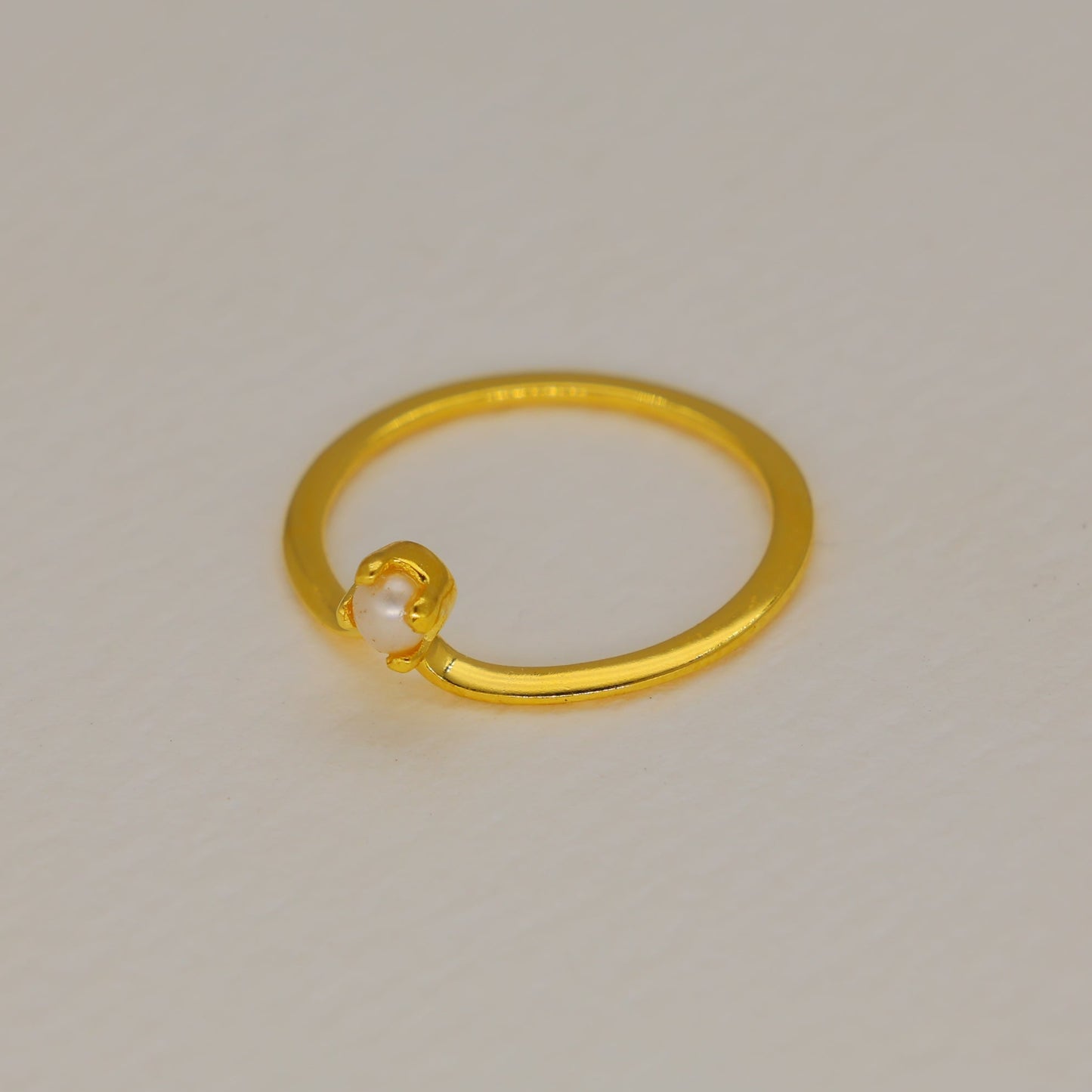Lunara Freshwater Pearl Petite Ring in Gold Vermeil by MOA - view 2