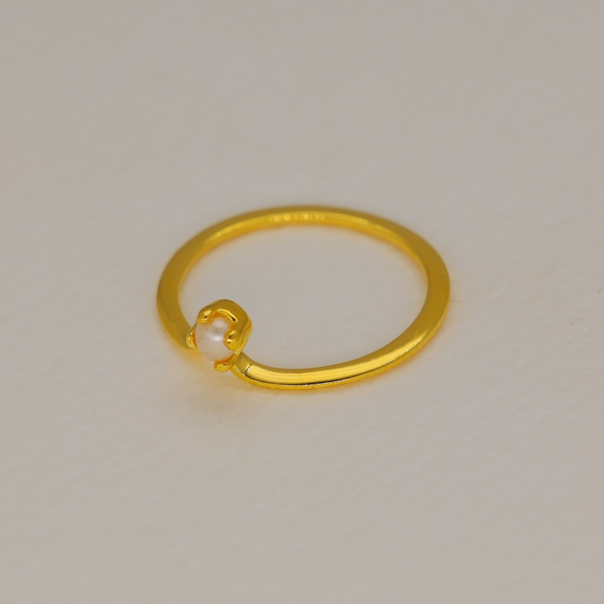 Lunara Freshwater Pearl Petite Ring in Gold Vermeil by MOA - view 2