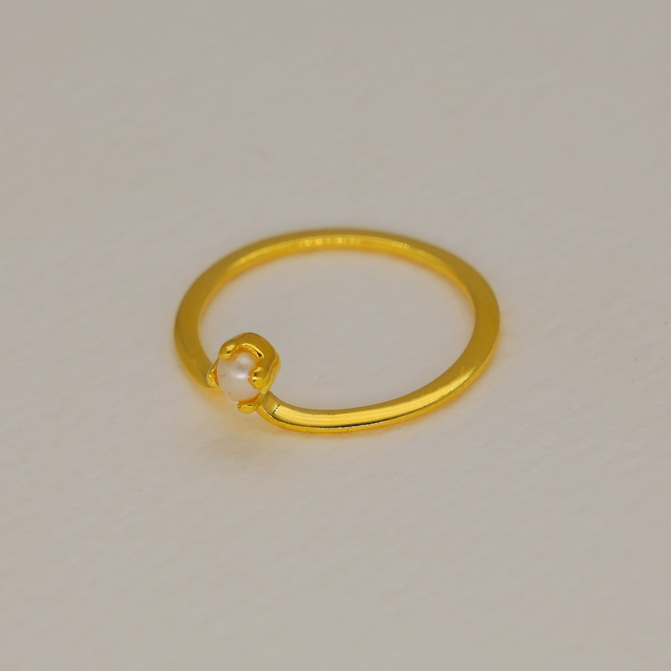 Lunara Freshwater Pearl Petite Ring in Gold Vermeil by MOA - view 2