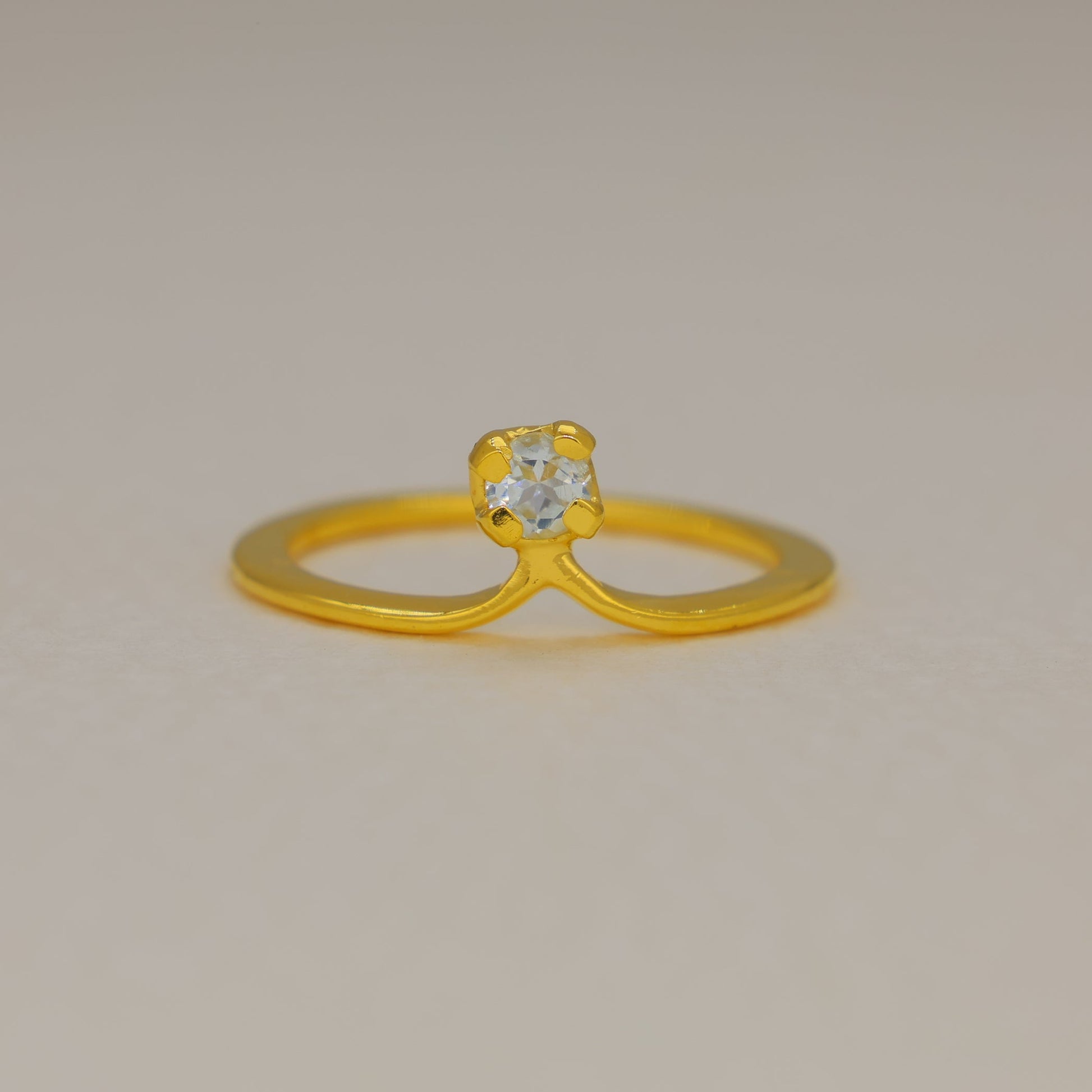 Lunara Zircon Petite Ring in Gold Vermeil by MOA - view 1