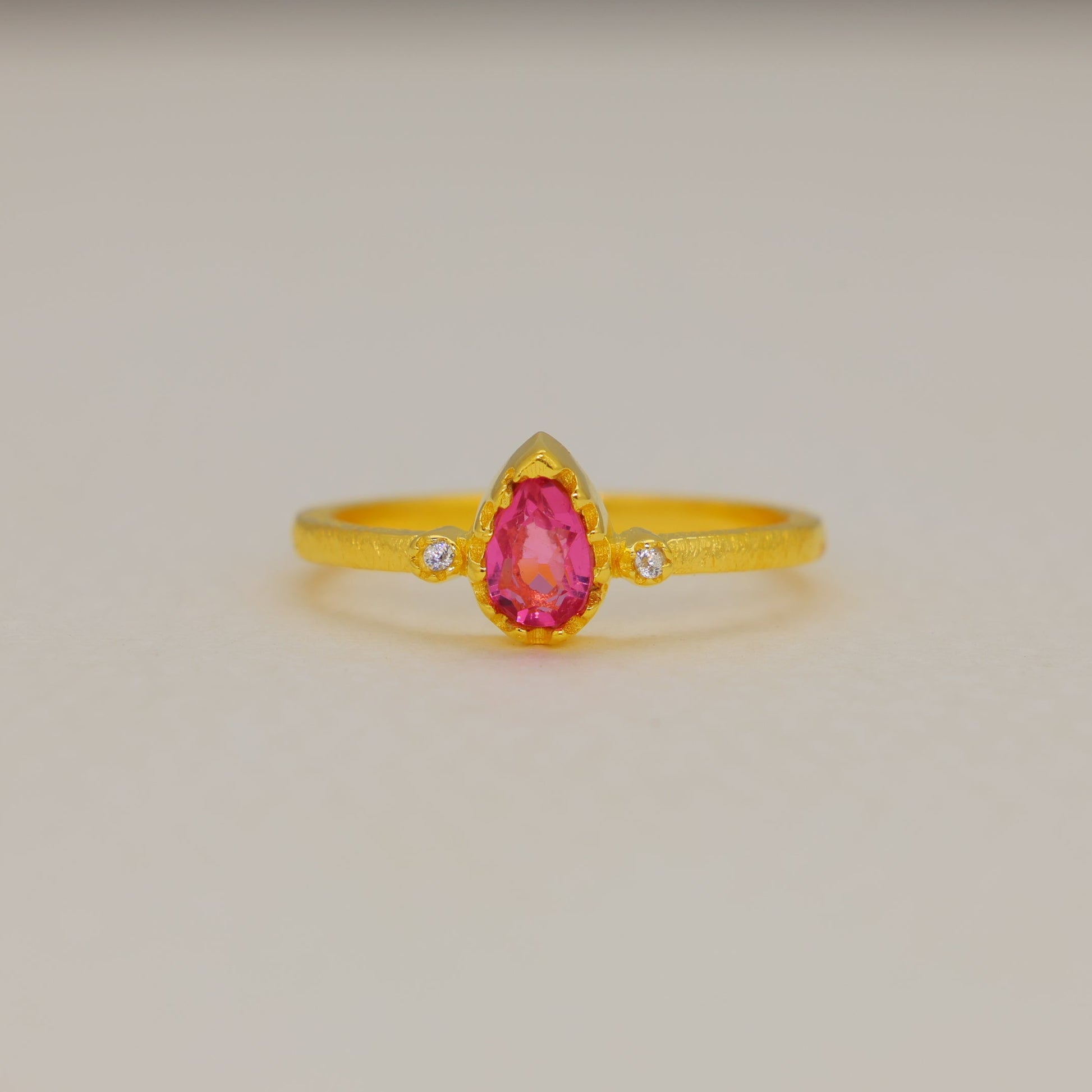 Lunelle Pink Quartz and Zircon Ring in Gold Vermeil by MOA - view 1