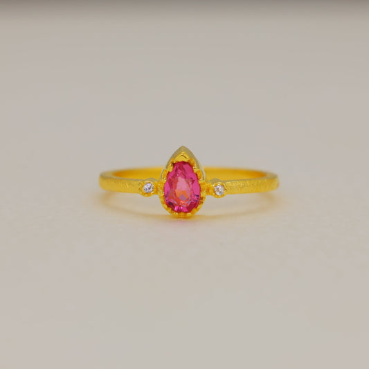 Lunelle Pink Quartz and Zircon Ring in Gold Vermeil by MOA - view 1