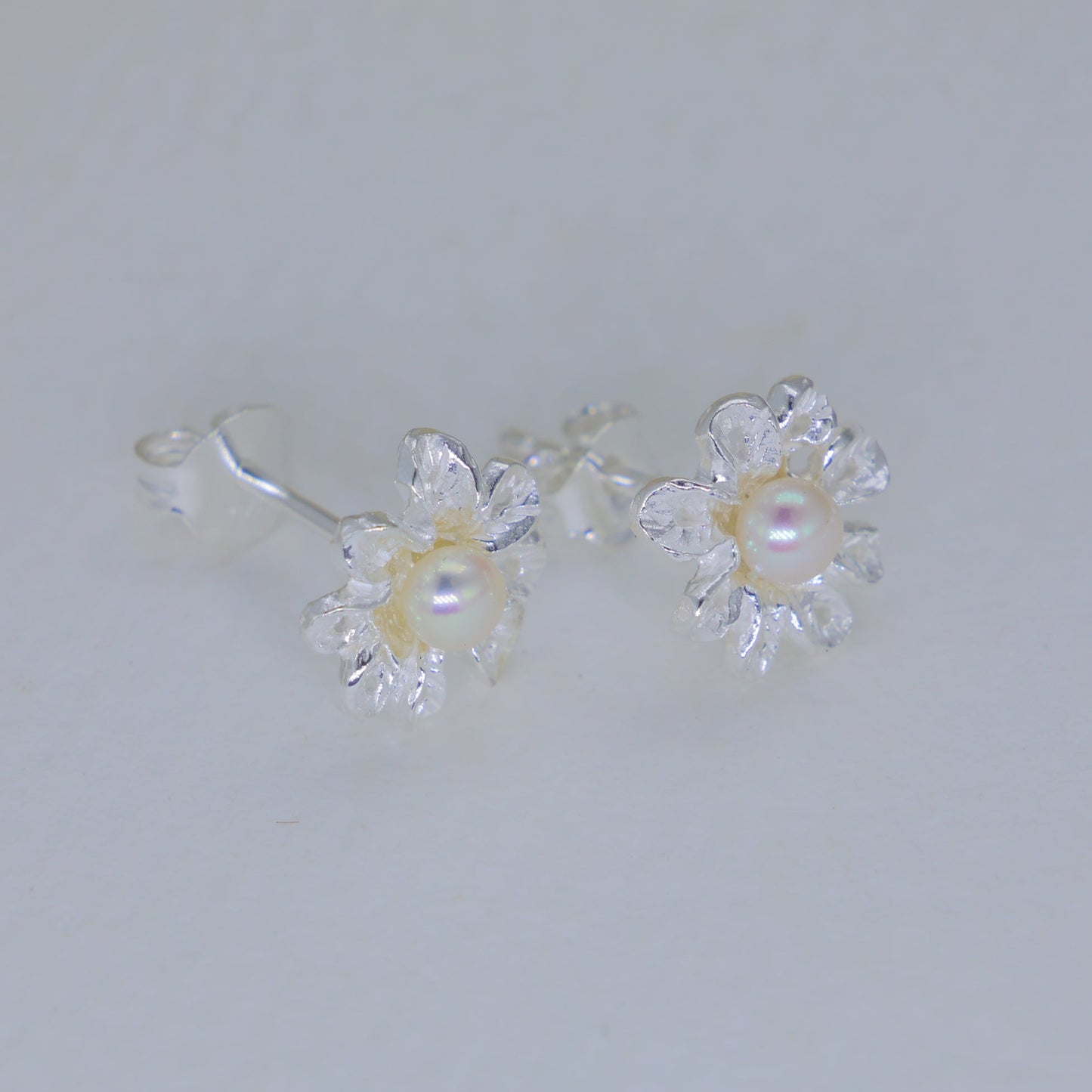 Lyselle Pearl Flower Stud Earrings in 925 Sterling Silver by MOA - view 1