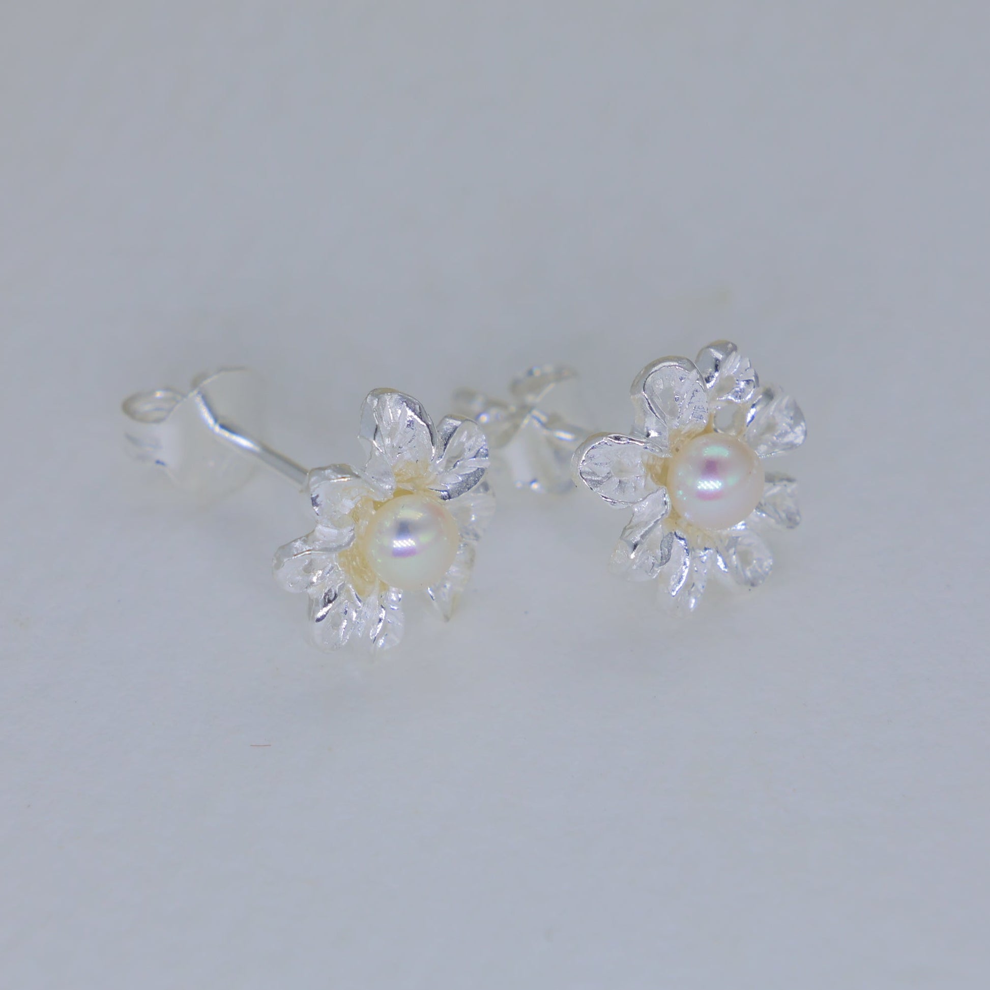 Lyselle Pearl Flower Stud Earrings in 925 Sterling Silver by MOA - view 1