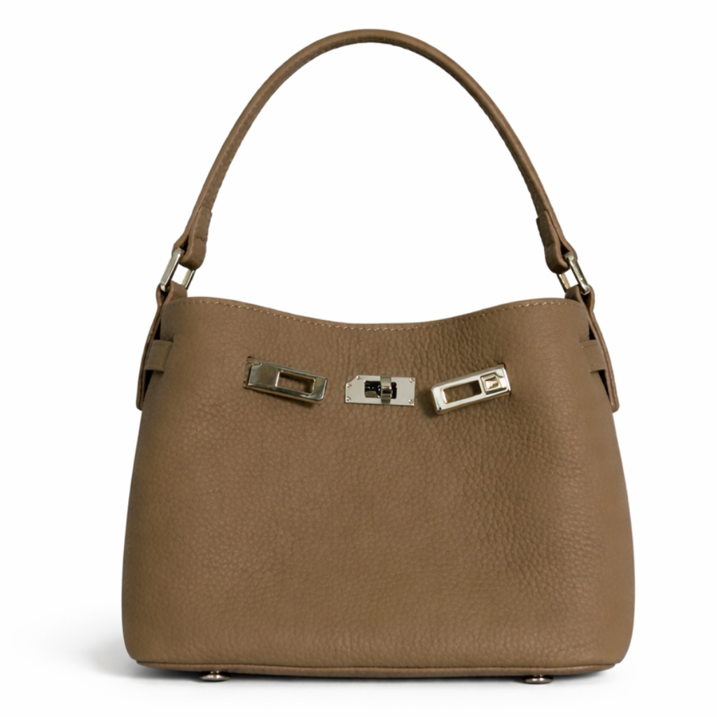 Maelis Leather Shoulder Bag in Grey