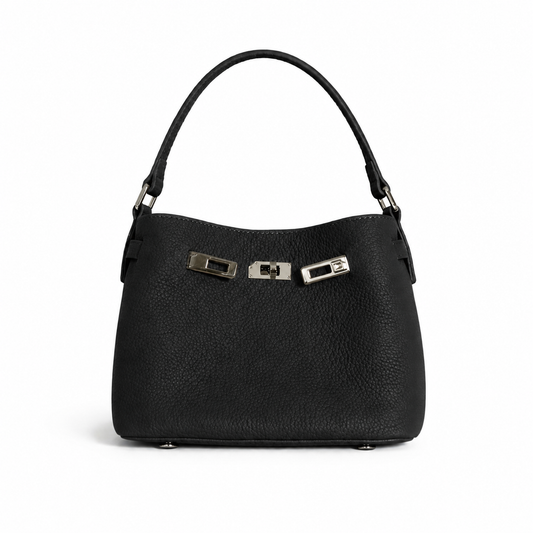 Maelis Leather Shoulder Bag in Black by MOA - view 1