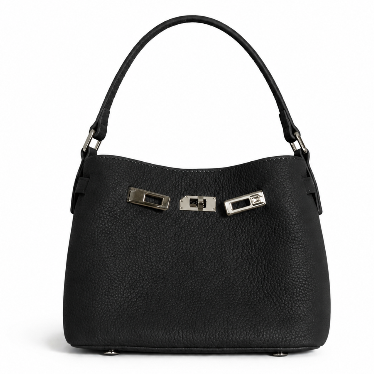 Maelis Leather Shoulder Bag in Black
