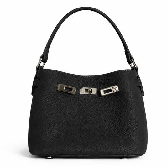 Maelis Leather Shoulder Bag in Black
