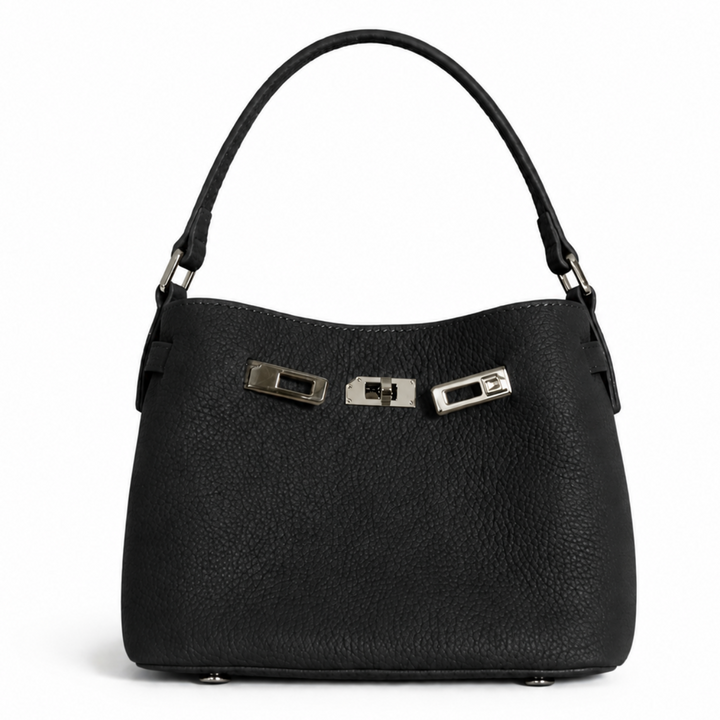 Maelis Leather Shoulder Bag in Black