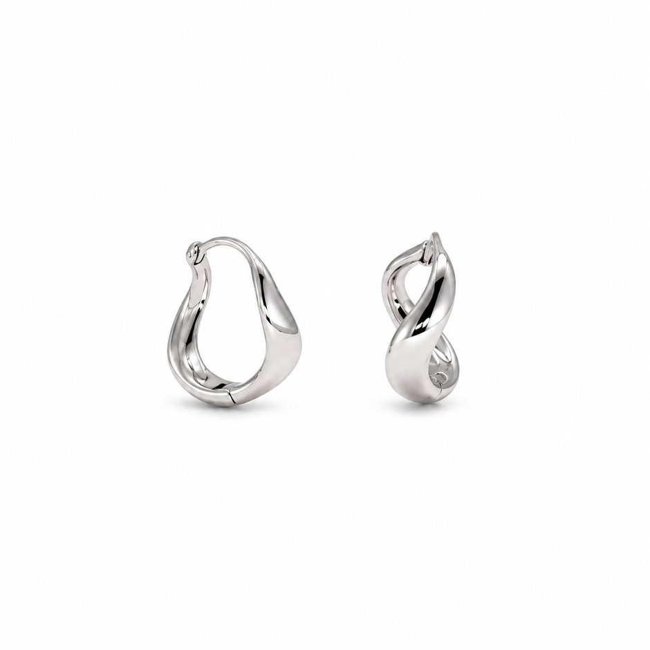 Maëlle Twisted Sculptural Hoop Earrings in 925 Sterling Silver