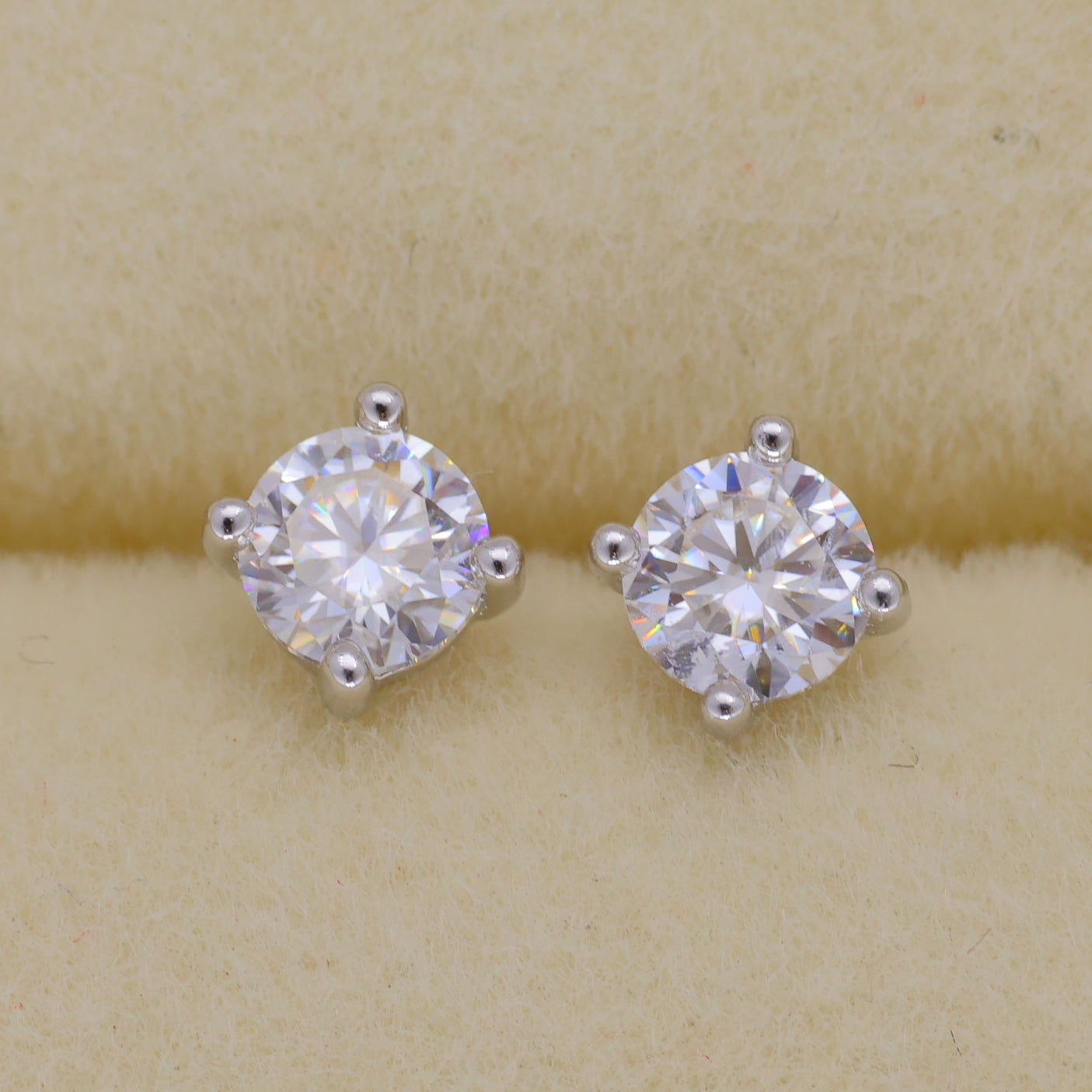 Maera Solitaire Stud Earrings in 925 Sterling Silver by MOA - view 1