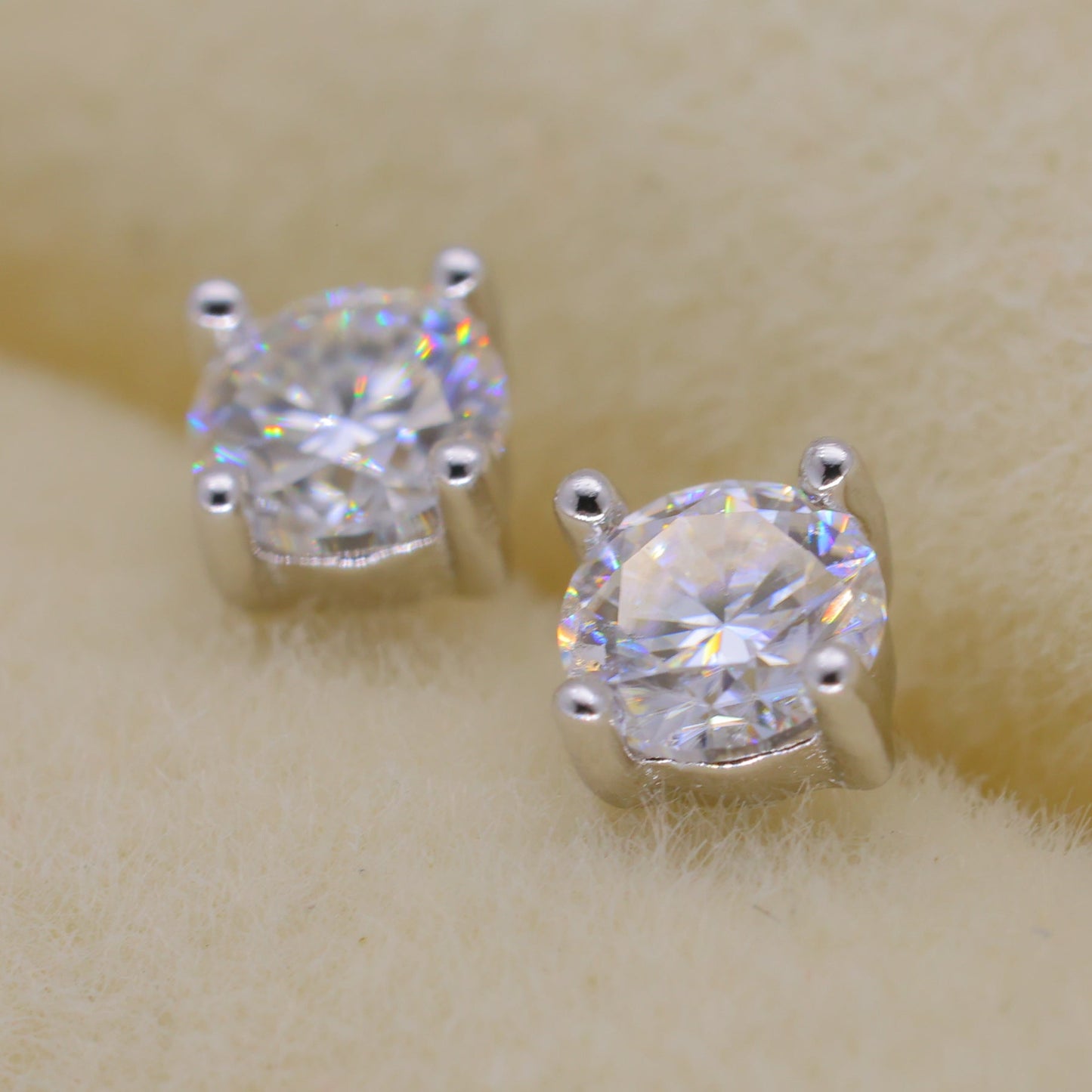 Maera Solitaire Stud Earrings in 925 Sterling Silver by MOA - view 2