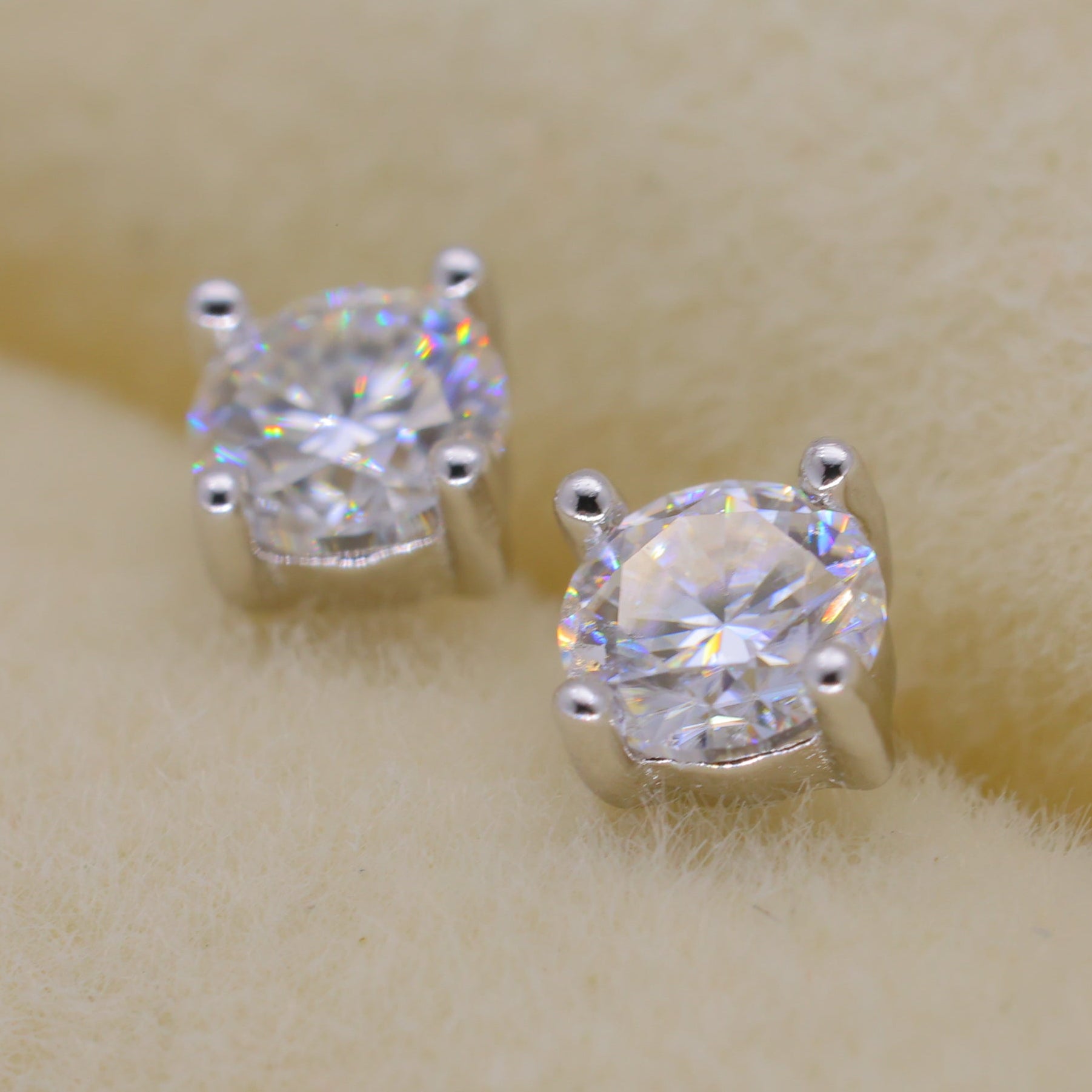 Maera Solitaire Stud Earrings in 925 Sterling Silver by MOA - view 2
