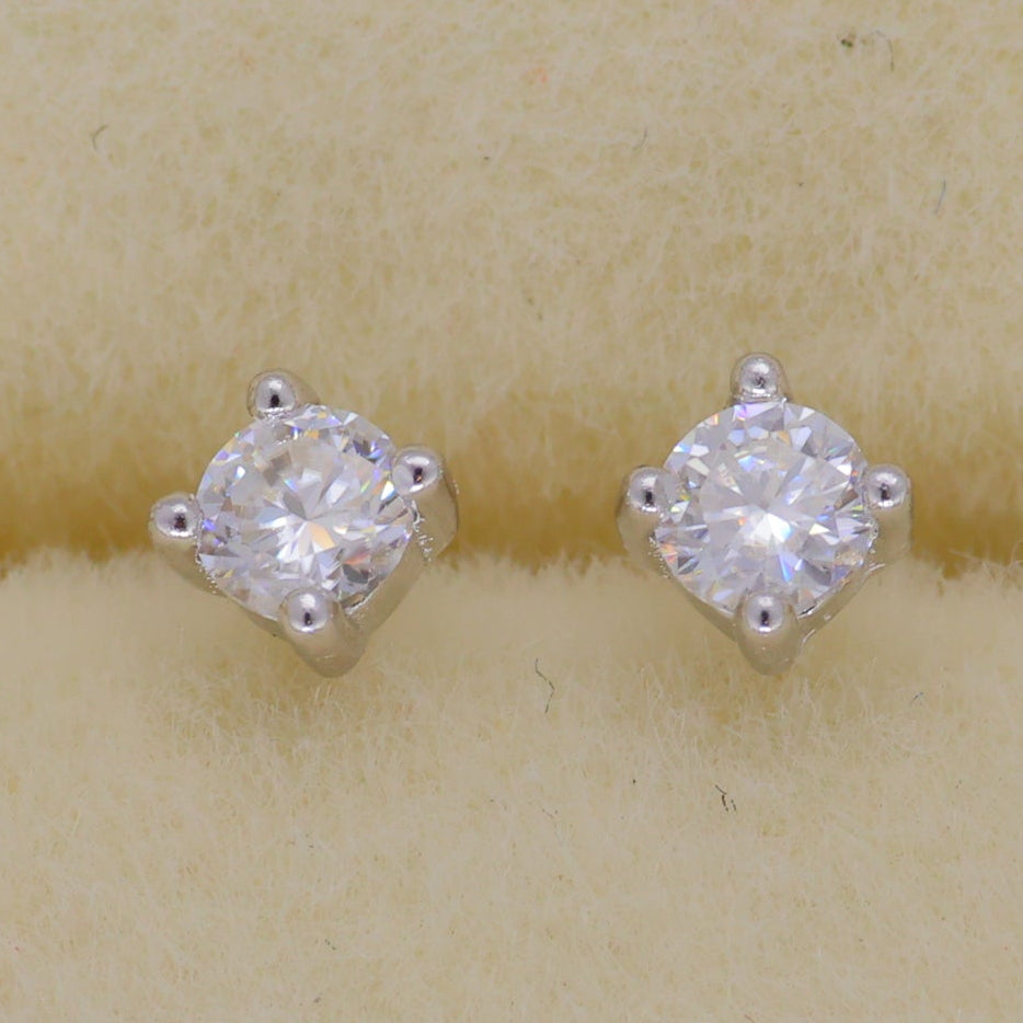 Maera Solitaire Stud Earrings in 925 Sterling Silver by MOA - view 3