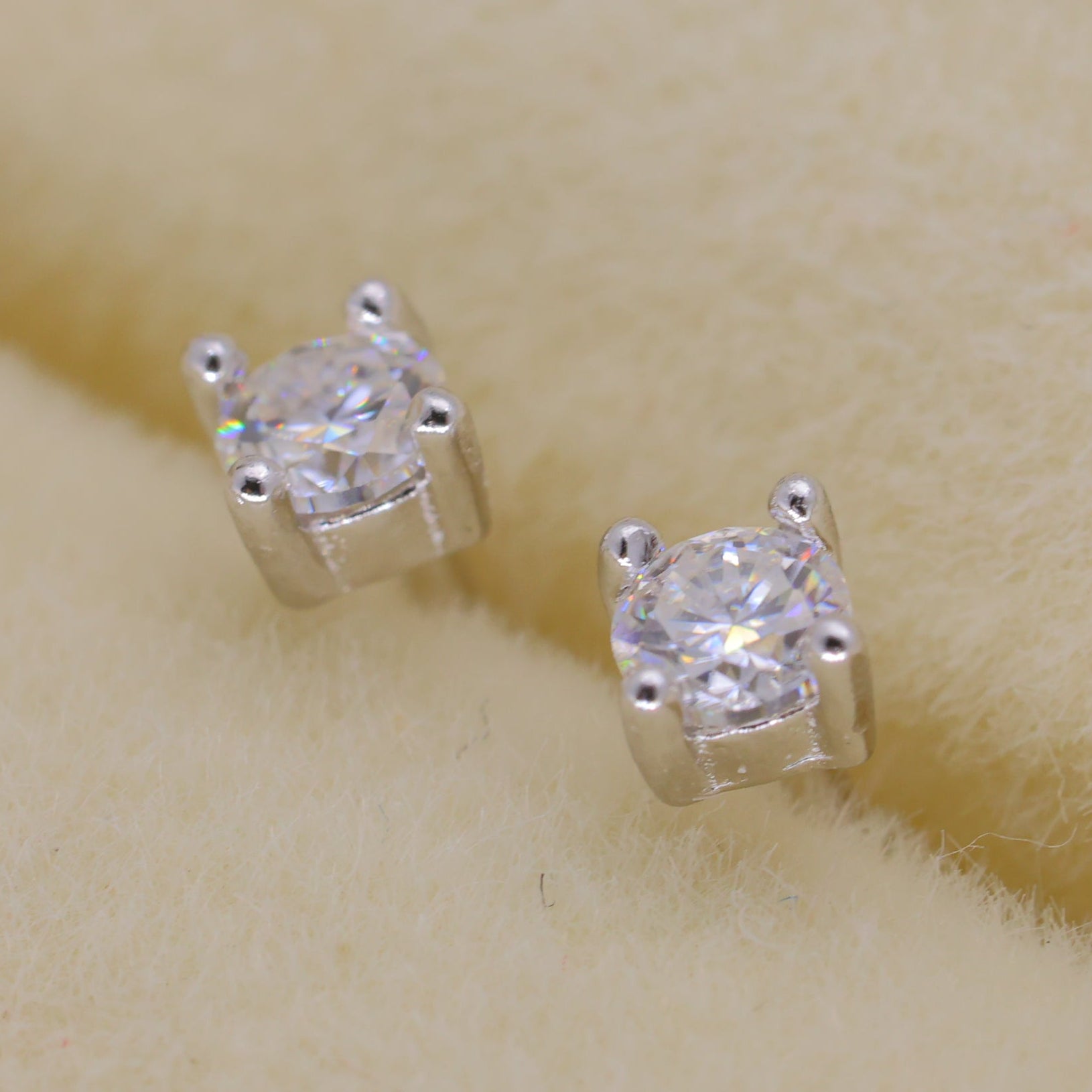 Maera Solitaire Stud Earrings in 925 Sterling Silver by MOA - view 4