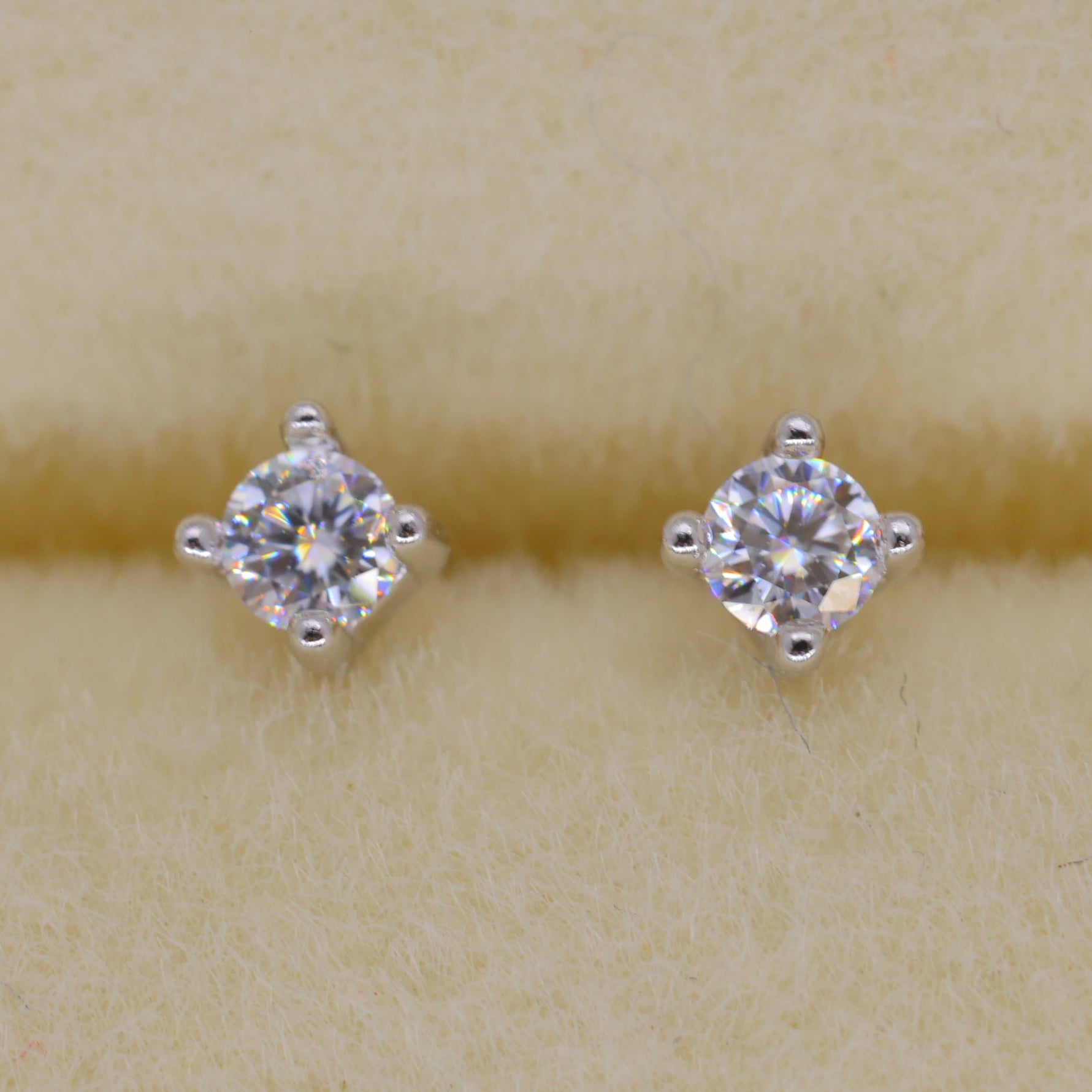Maera Solitaire Stud Earrings in 925 Sterling Silver by MOA - view 5