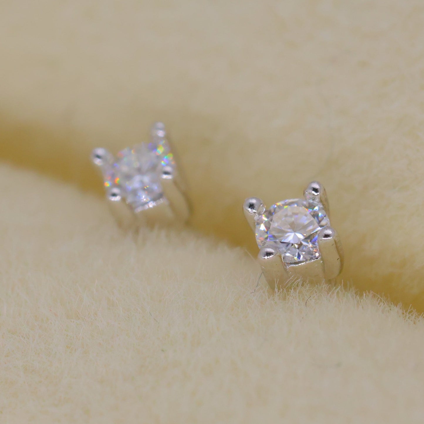Maera Solitaire Stud Earrings in 925 Sterling Silver by MOA - view 6