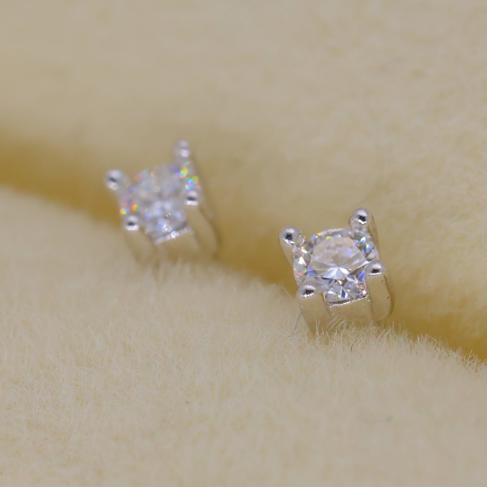 Maera Solitaire Stud Earrings in 925 Sterling Silver by MOA - view 6