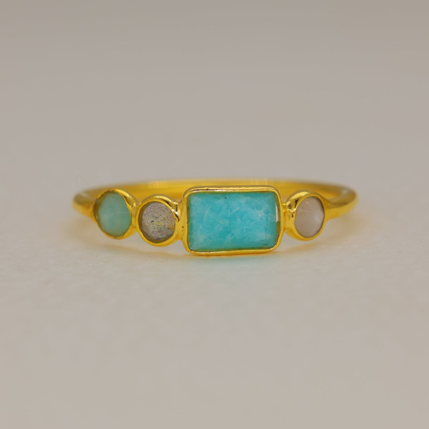 Marea Amazonite Multi-Stone Ring in Gold Vermeil by MOA - view 1