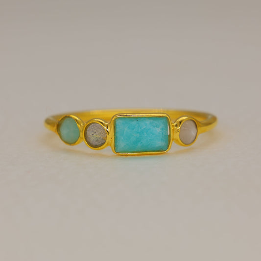 Marea Amazonite Multi-Stone Ring in Gold Vermeil by MOA - view 1