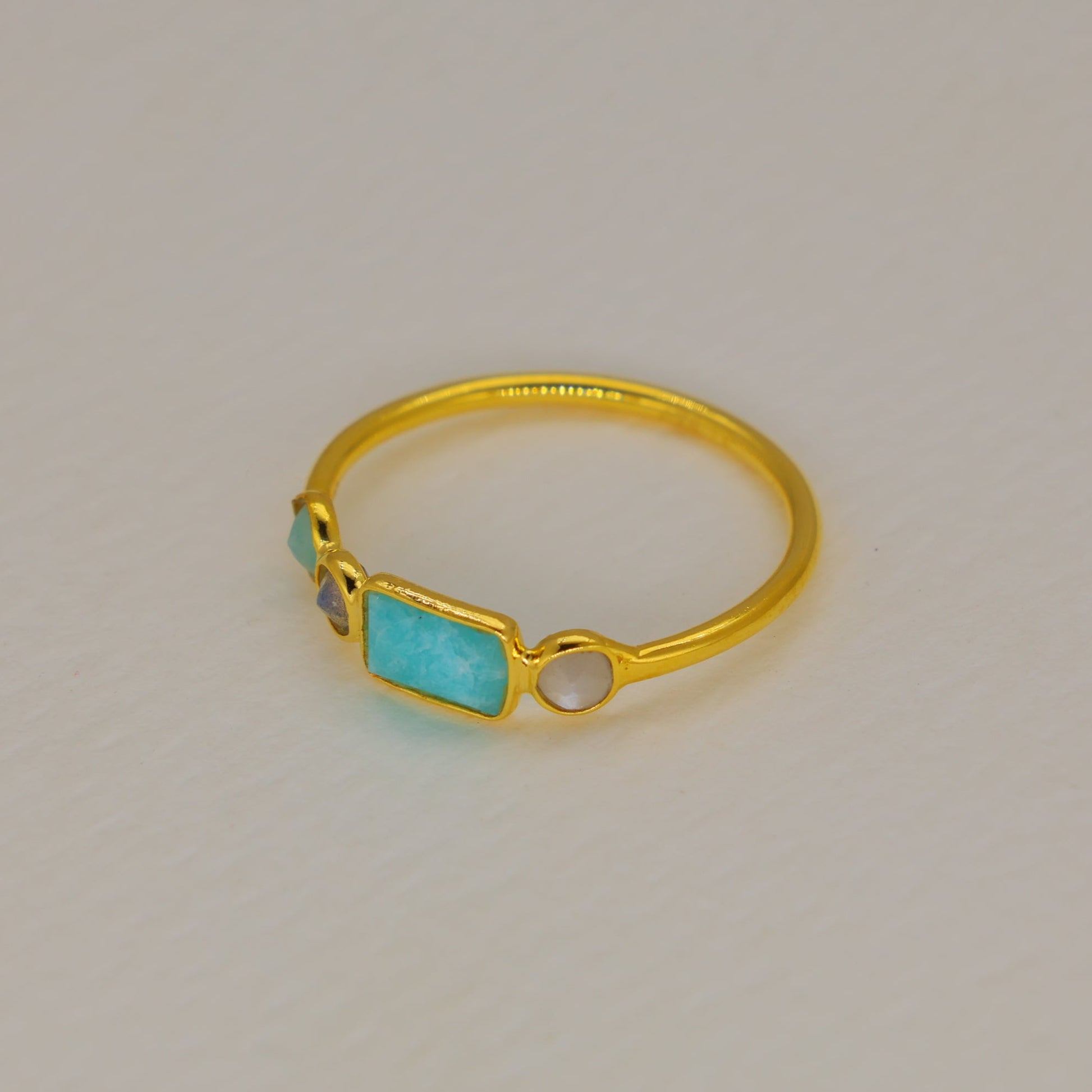 Marea Amazonite Multi-Stone Ring in Gold Vermeil by MOA - view 2
