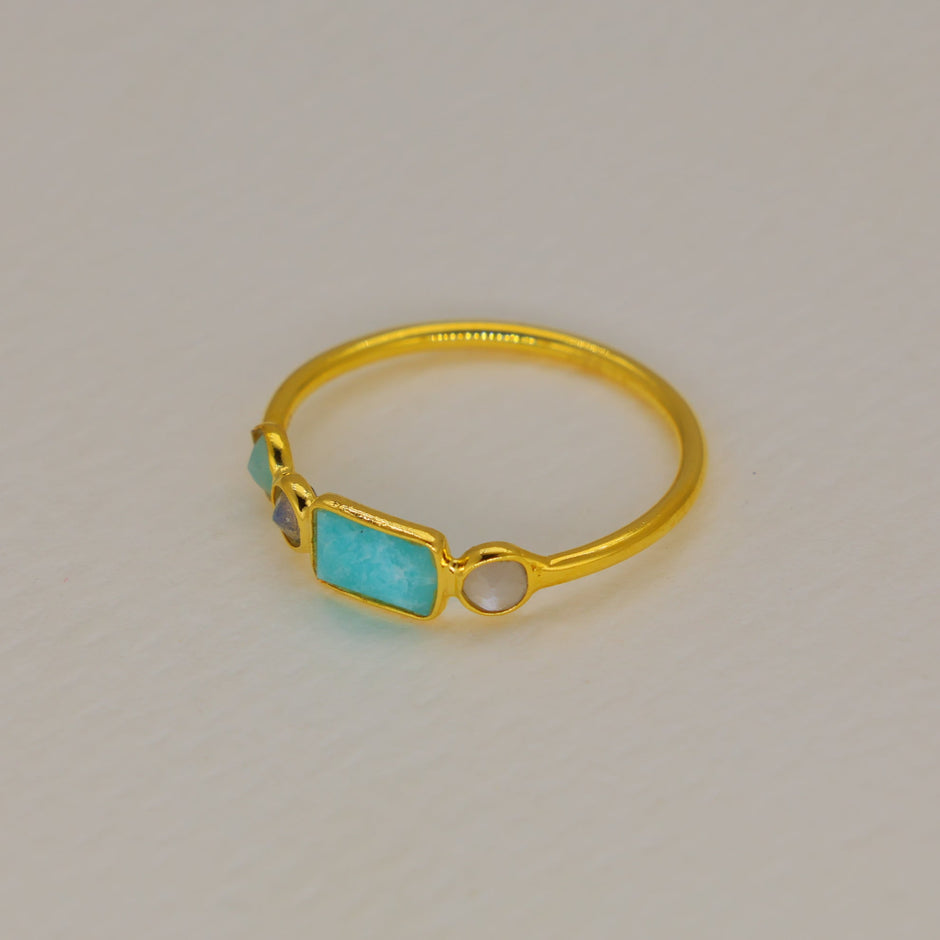 Marea Amazonite Multi-Stone Ring in Gold Vermeil by MOA - view 2