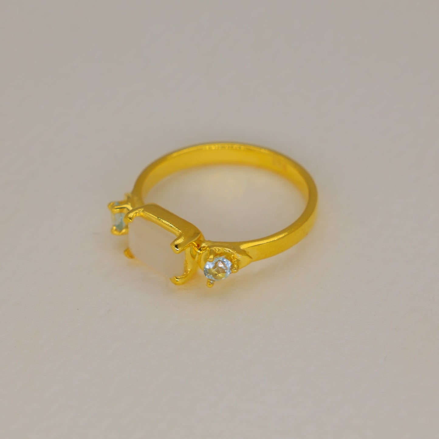 Marielle White Moonstone and Peridot Ring in Gold Vermeil by MOA - view 2