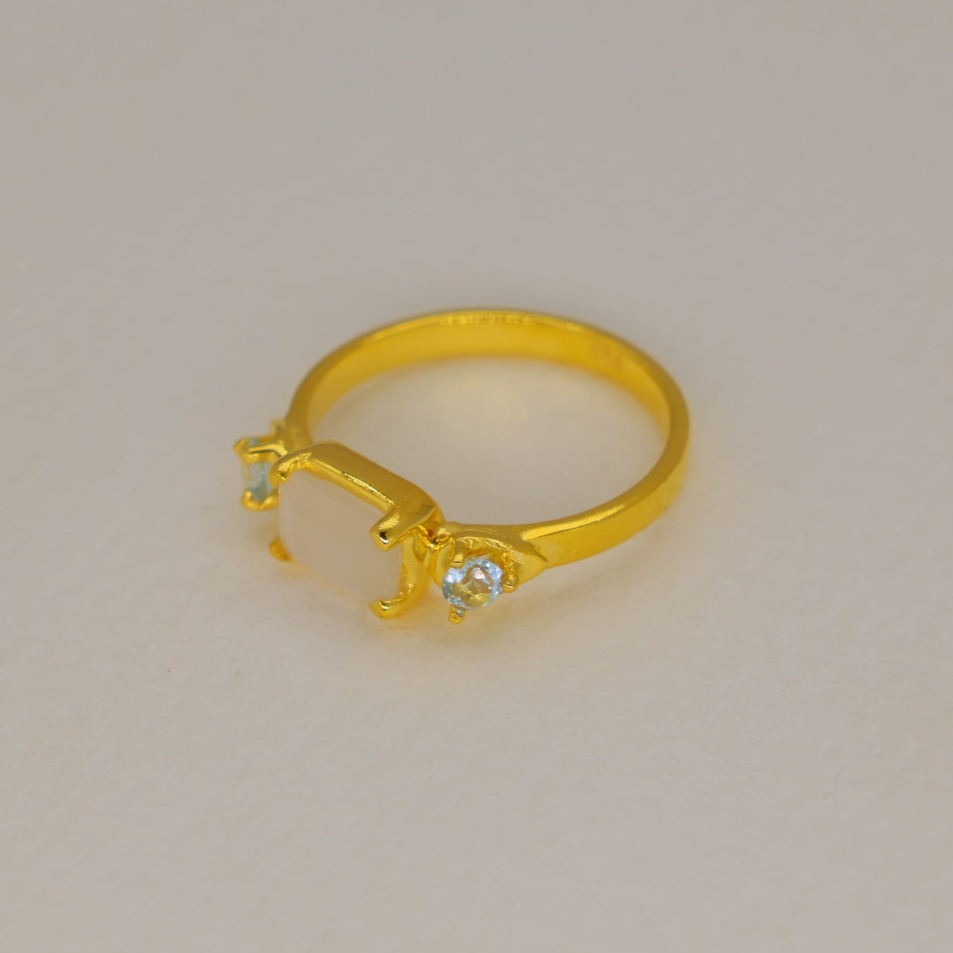 Marielle White Moonstone and Peridot Ring in Gold Vermeil by MOA - view 2