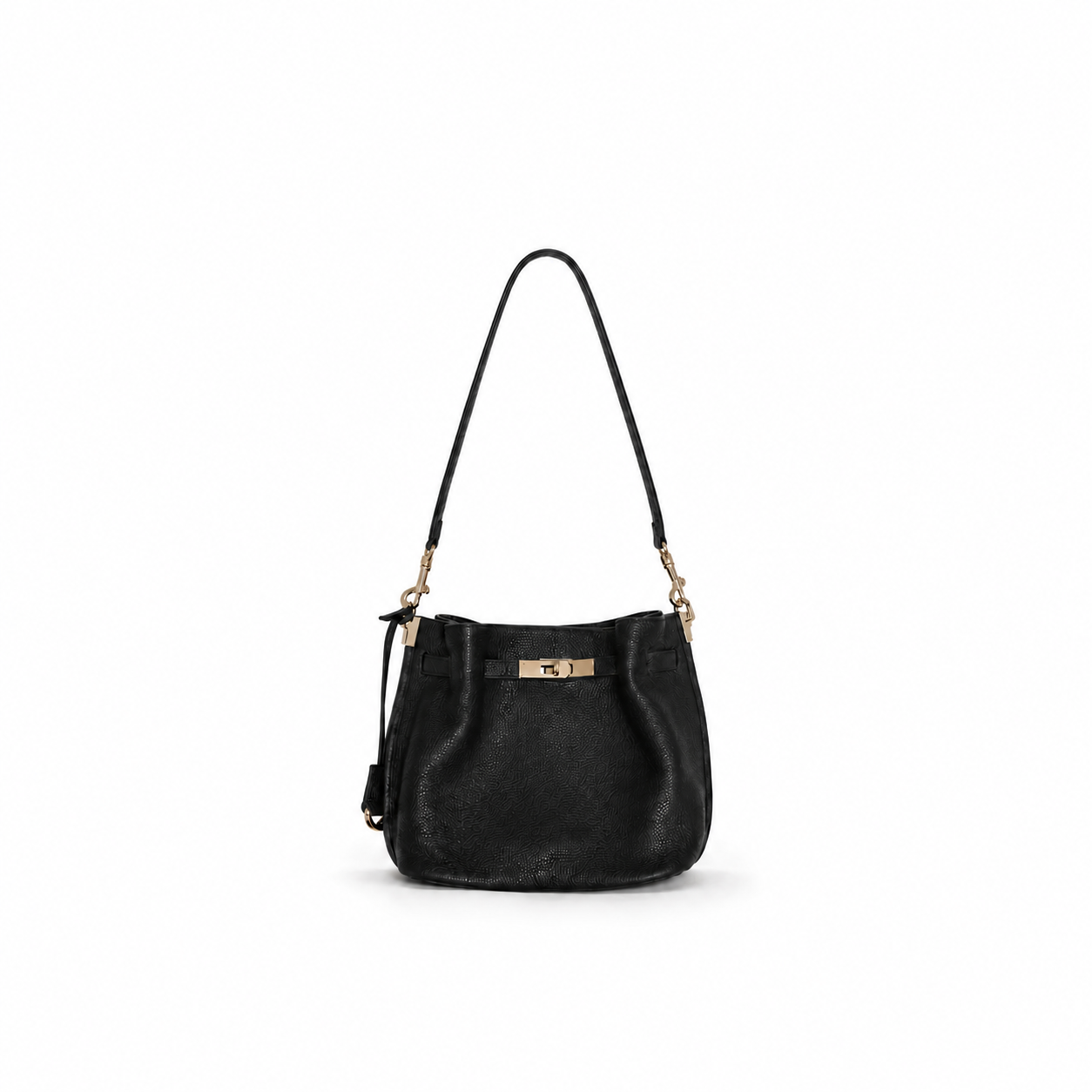 Marlowe Leather Shoulder Bag in Black