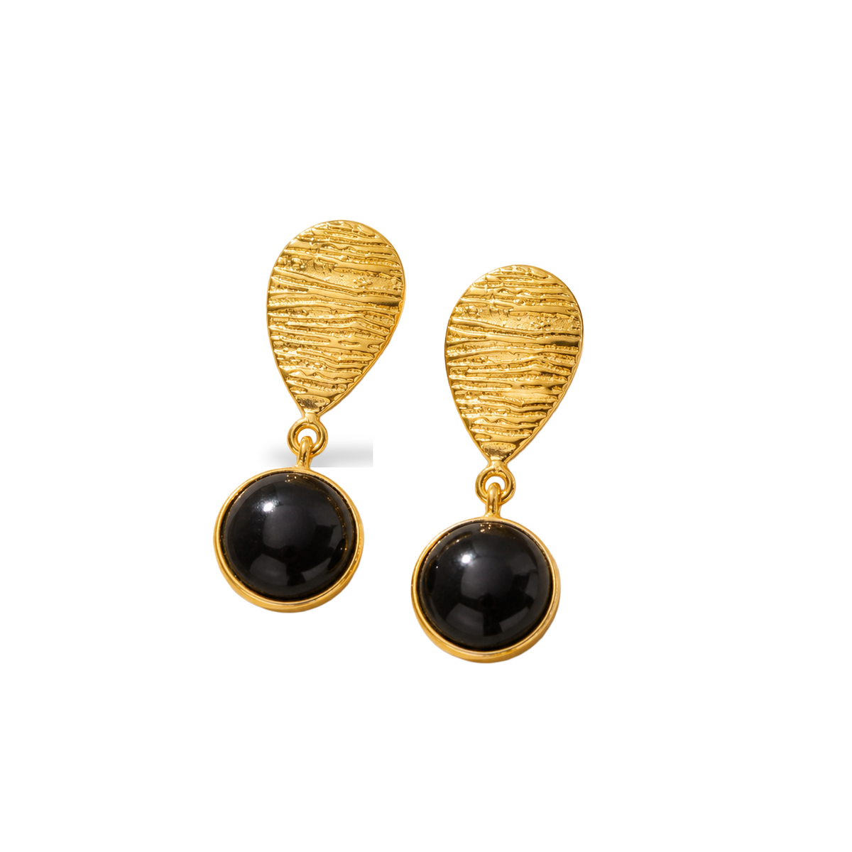 Minuit Black Onyx Drop Earrings in Gold Vermeil — angle