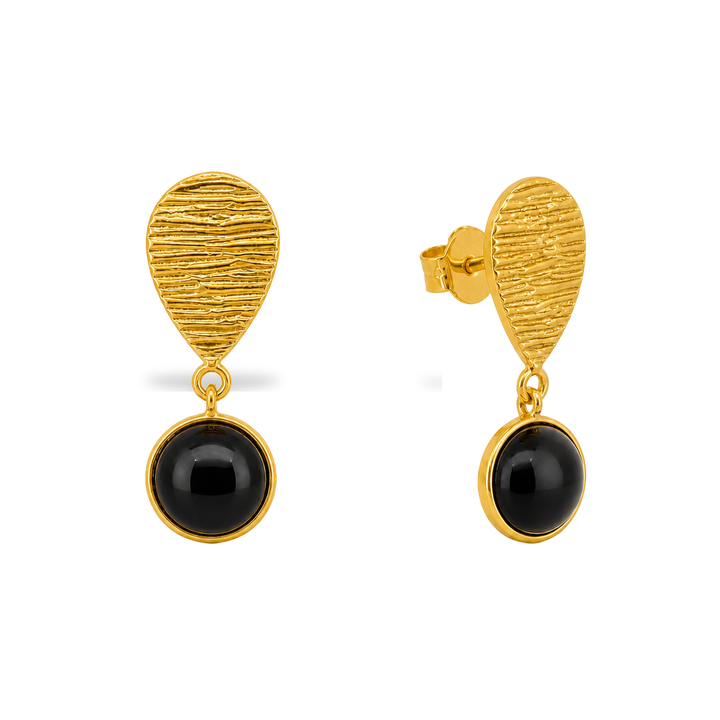 Minuit Black Onyx Drop Earrings in Gold Vermeil — front