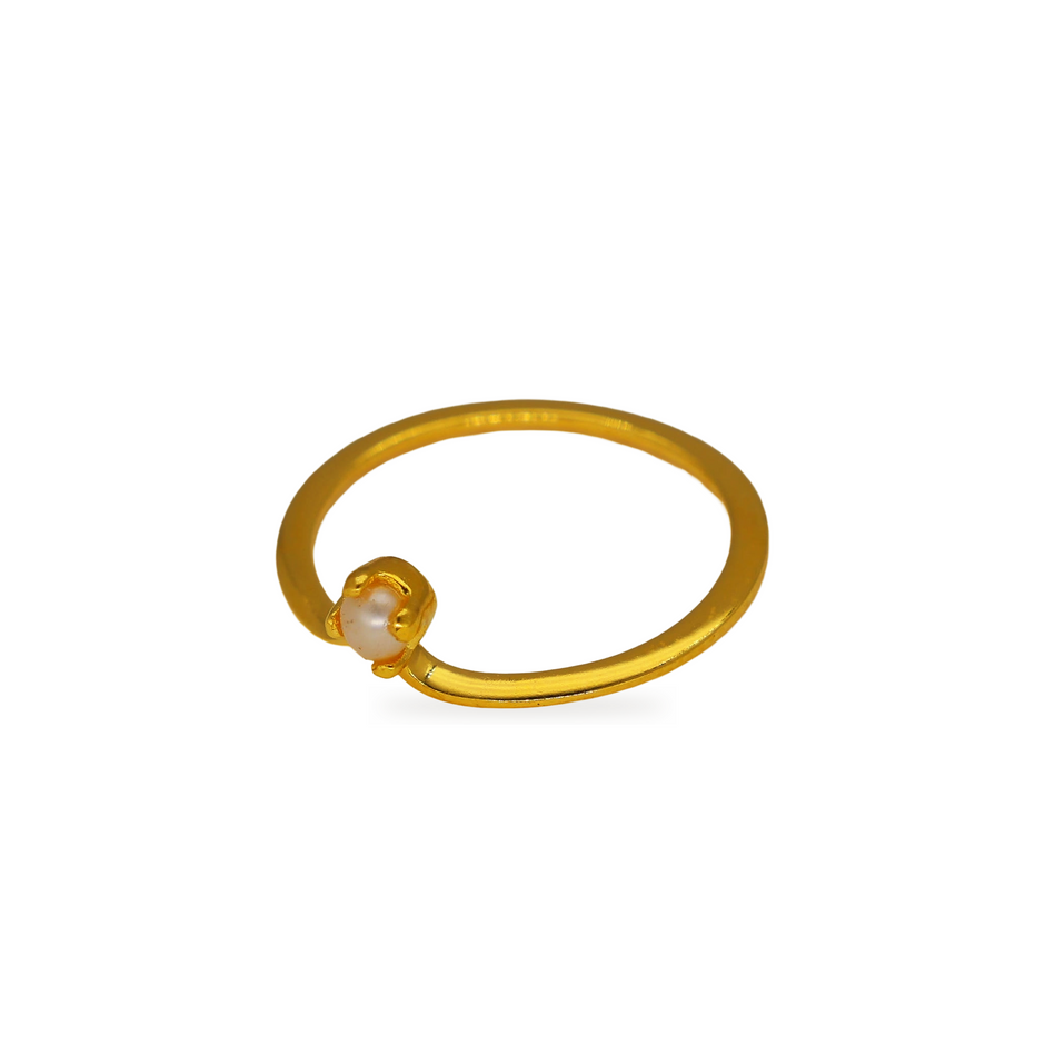Lunara Freshwater Pearl Petite Ring in Gold Vermeil by MOA - view 2