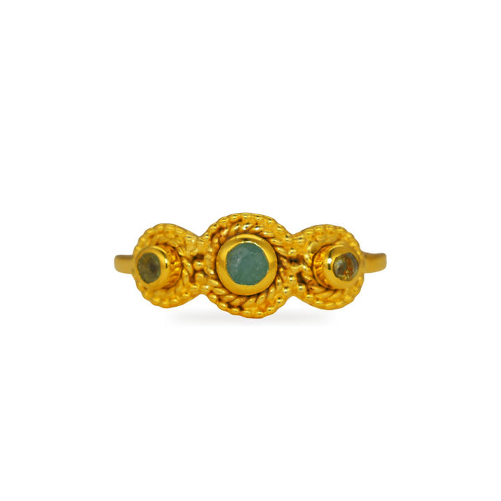 Calytrine Blue Topaz & Amazonite Ring in Gold Vermeil by MOA - view 1