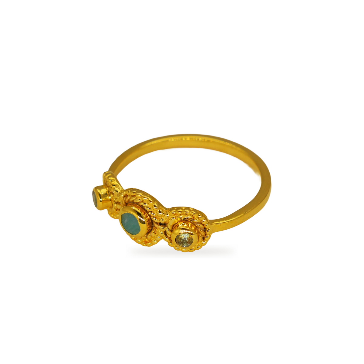 Calytrine Blue Topaz & Amazonite Ring in Gold Vermeil by MOA - view 2