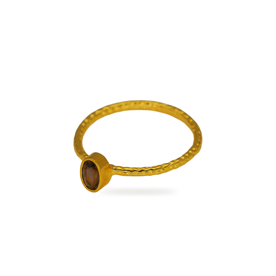 Noirielle Smoky Quartz Petite Ring in Gold Vermeil by MOA - view 2