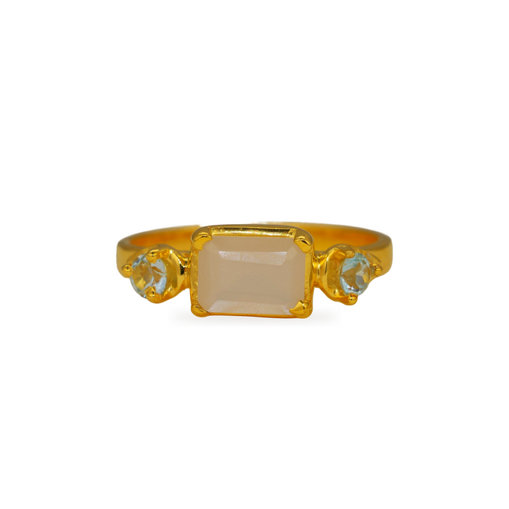 Marielle White Moonstone & Peridot Ring in Gold Vermeil by MOA - view 1