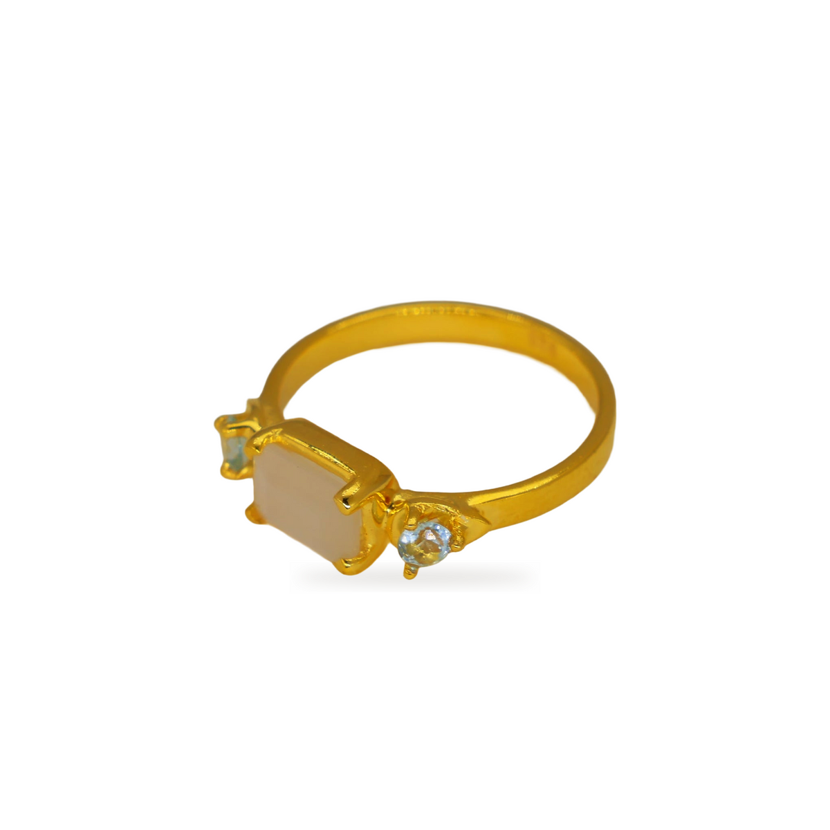 Marielle White Moonstone & Peridot Ring in Gold Vermeil by MOA - view 2
