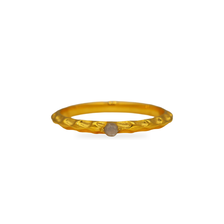 Noelle White Moonstone Petite Ring in Gold Vermeil by MOA - view 1