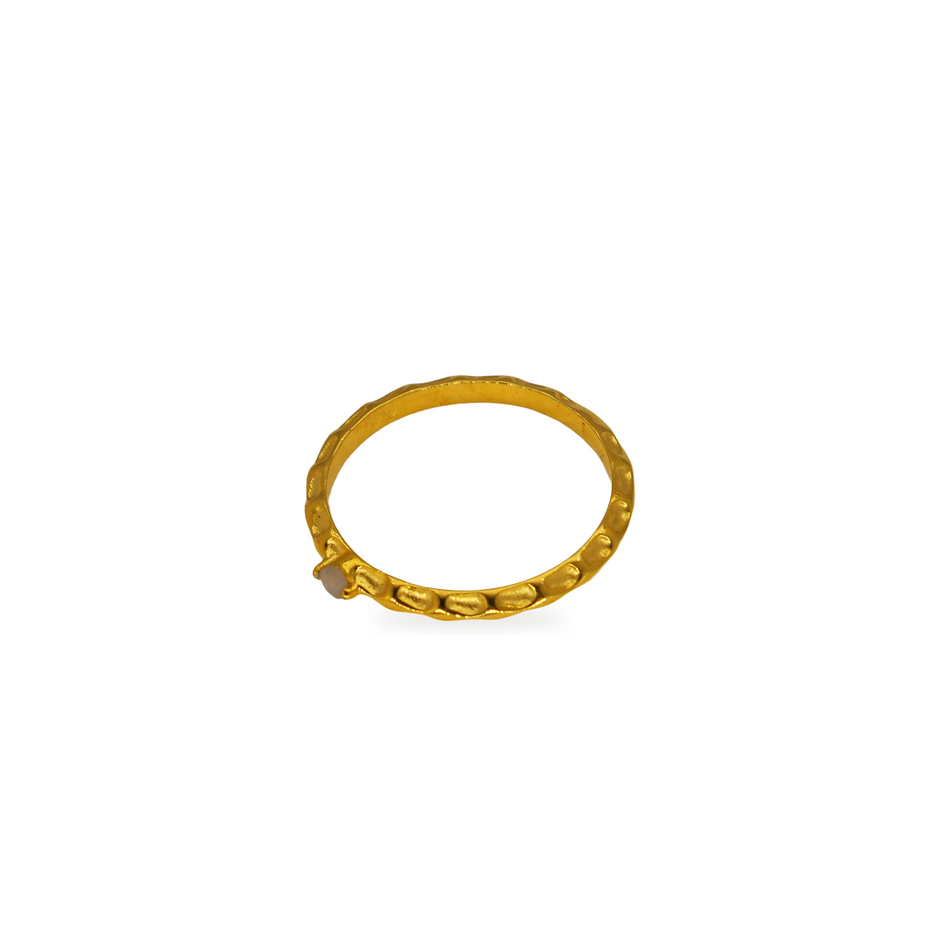 Noelle White Moonstone Petite Ring in Gold Vermeil by MOA - view 2