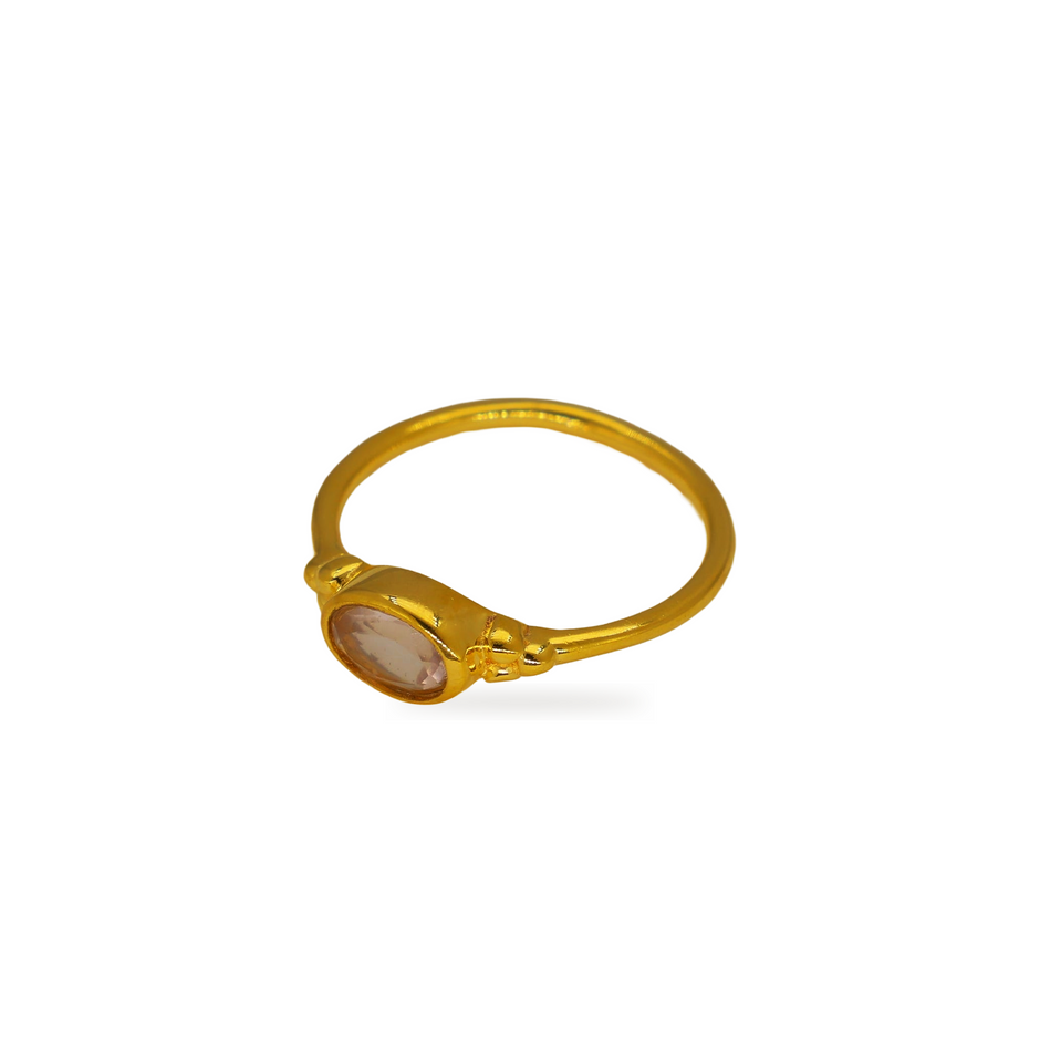 Serenelle Rainbow Moonstone Petite Ring in Gold Vermeil by MOA - view 2