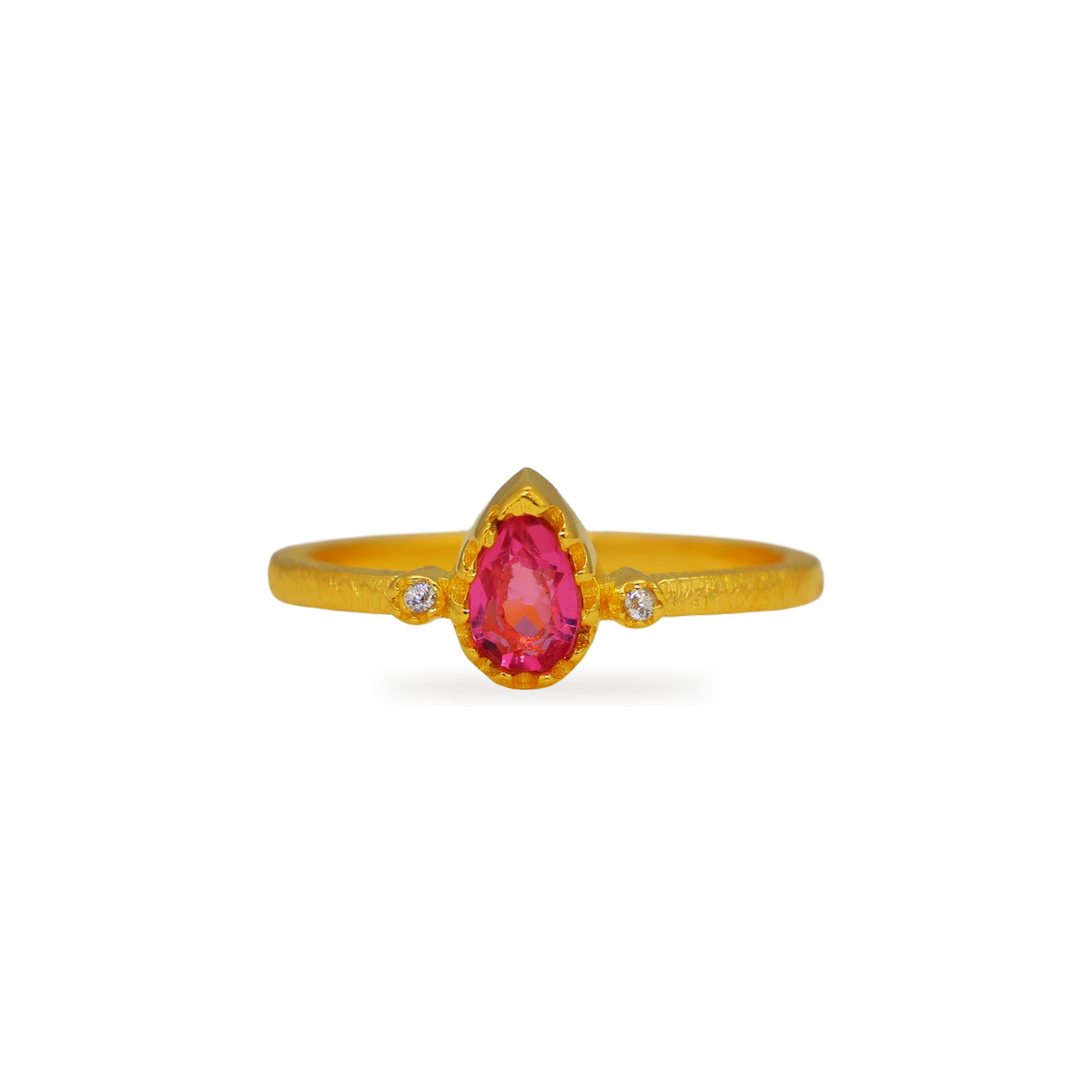Lunelle Pink Quartz & Zircon Ring in Gold Vermeil by MOA - view 1