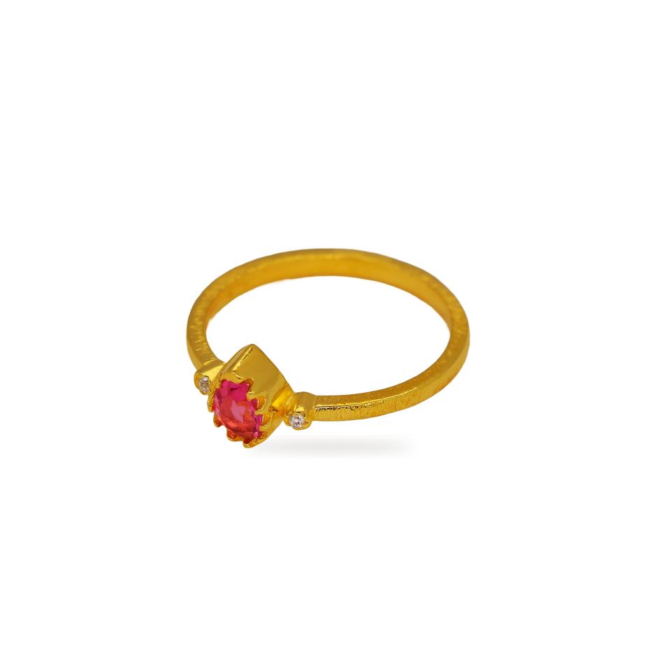 Lunelle Pink Quartz & Zircon Ring in Gold Vermeil by MOA - view 2