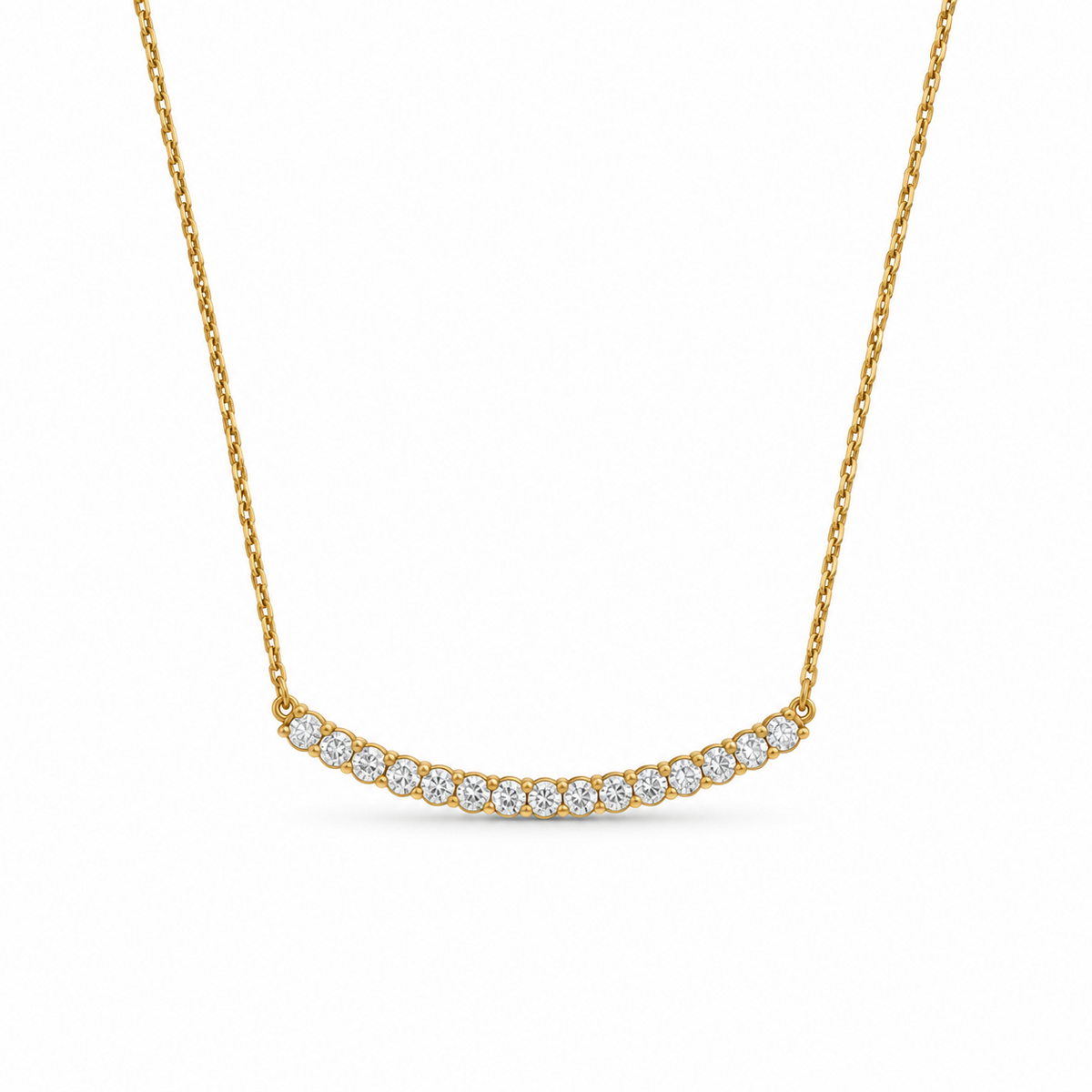 Élodine Graduated Moissanite Bar Necklace in Gold Vermeil front view