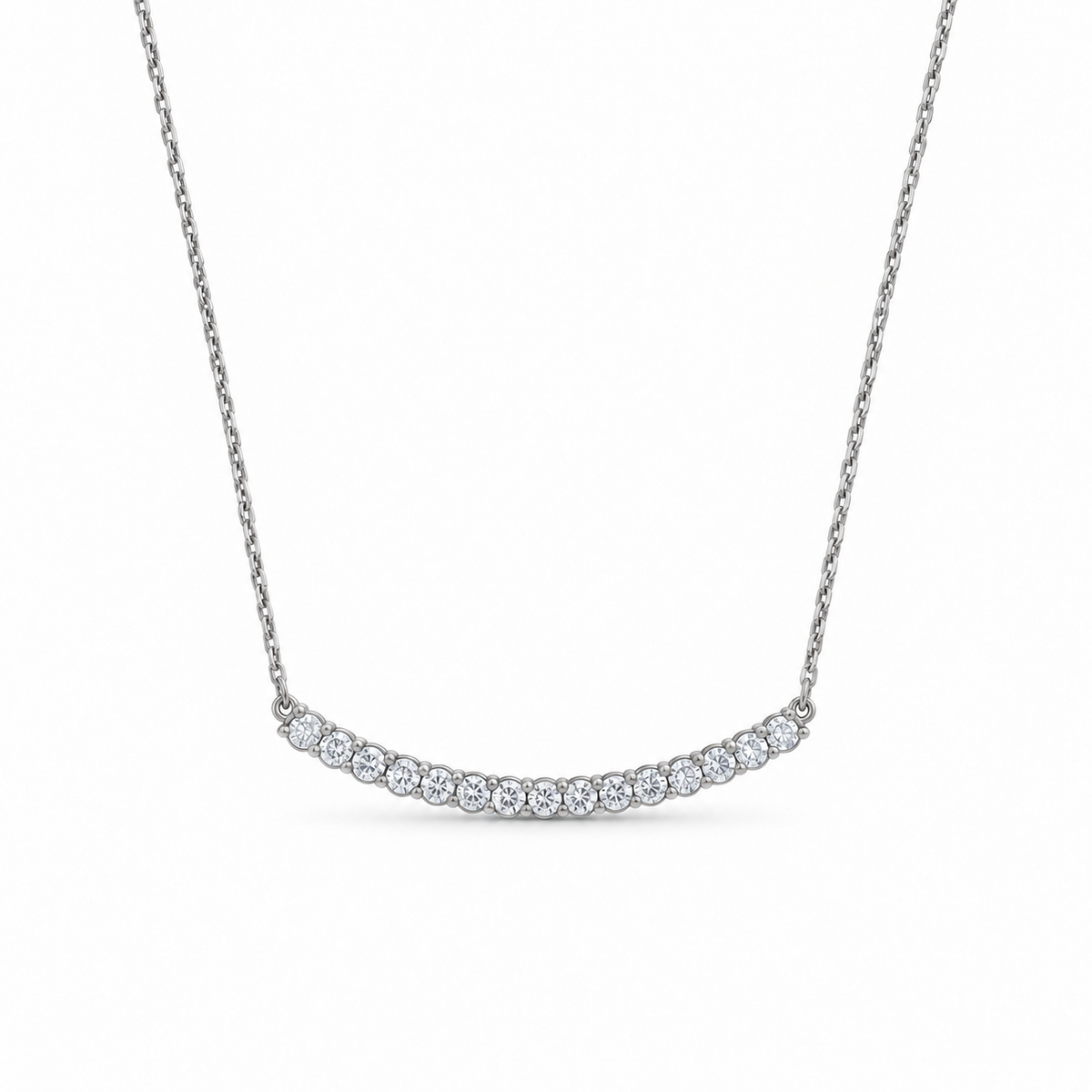 Élodine Graduated Moissanite Bar Necklace in 925 Silver front view