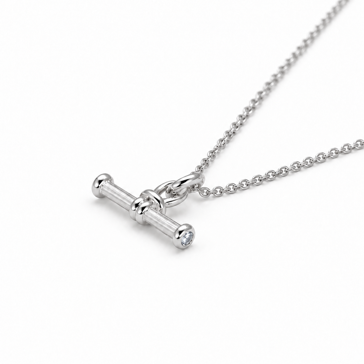 Corinne T-Bar CZ Necklace in 925 Silver detail view