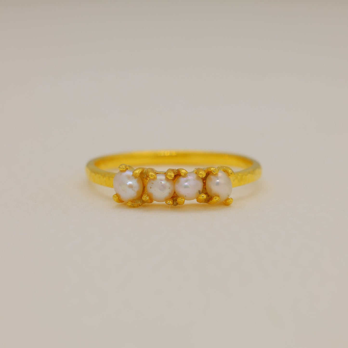 Nerelle Freshwater Pearl Trio Ring in Gold Vermeil by MOA - view 1